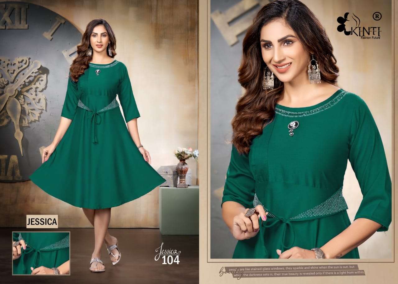 Kinti Jessica Catalog Heavy Chinnon Silk Anarkali Kurtis Wholesale