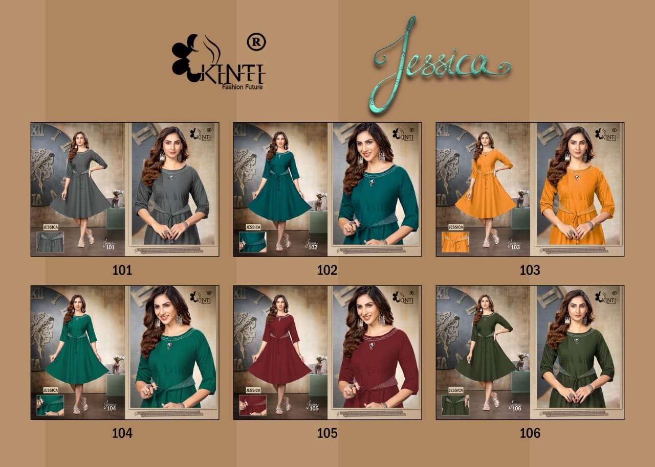 Kinti Jessica Catalog Heavy Chinnon Silk Anarkali Kurtis Wholesale