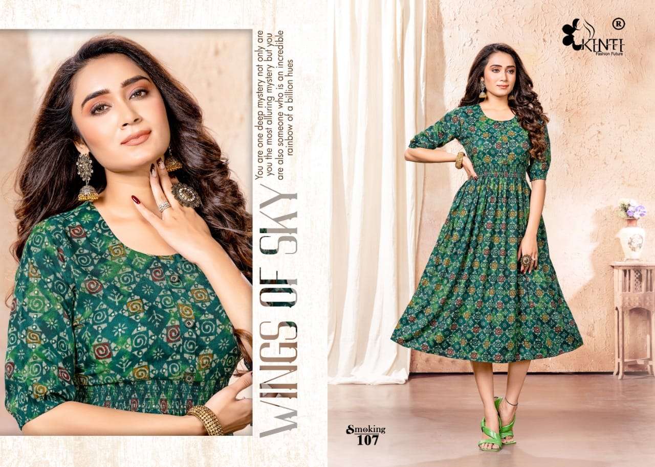 Kinti Smoking Catalog Rayon Anarkali Kurtis Wholesale