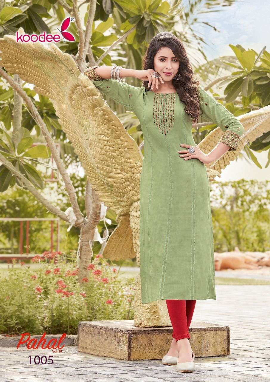 Koodee Pahal Vol 10 Catalog Viscose Fancy Wear Wholesale Kurtis