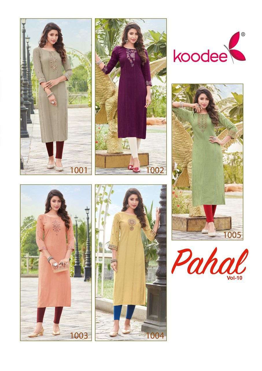 Koodee Pahal Vol 10 Catalog Viscose Fancy Wear Wholesale Kurtis