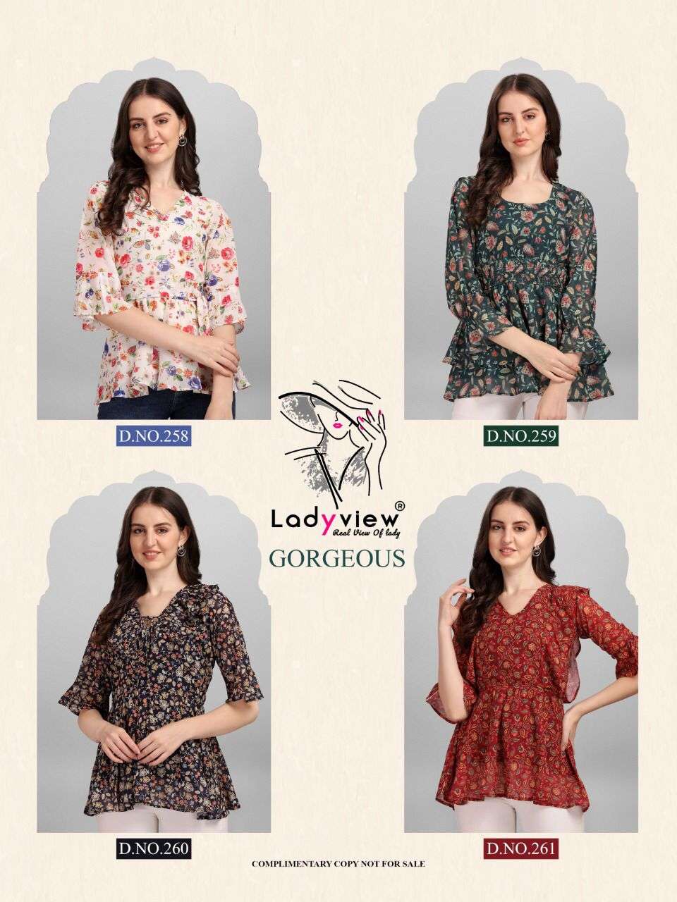 Ladyview Gorgeous Catalog Georgette Print With Cotton Inner Western Tops Wholesale