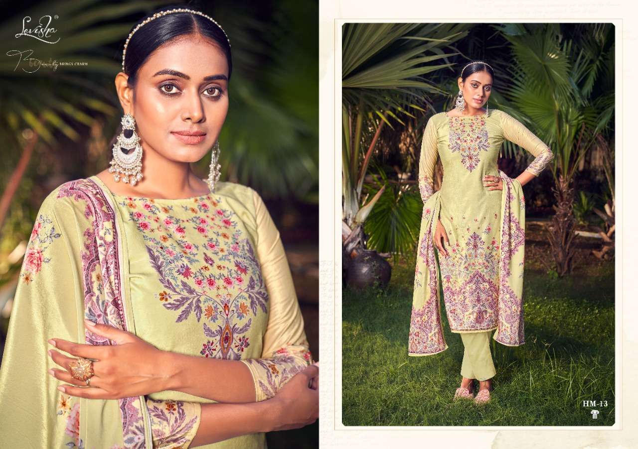 Levisha Hamza Catalog Festive Wear Printed Dress Materials Wholesale