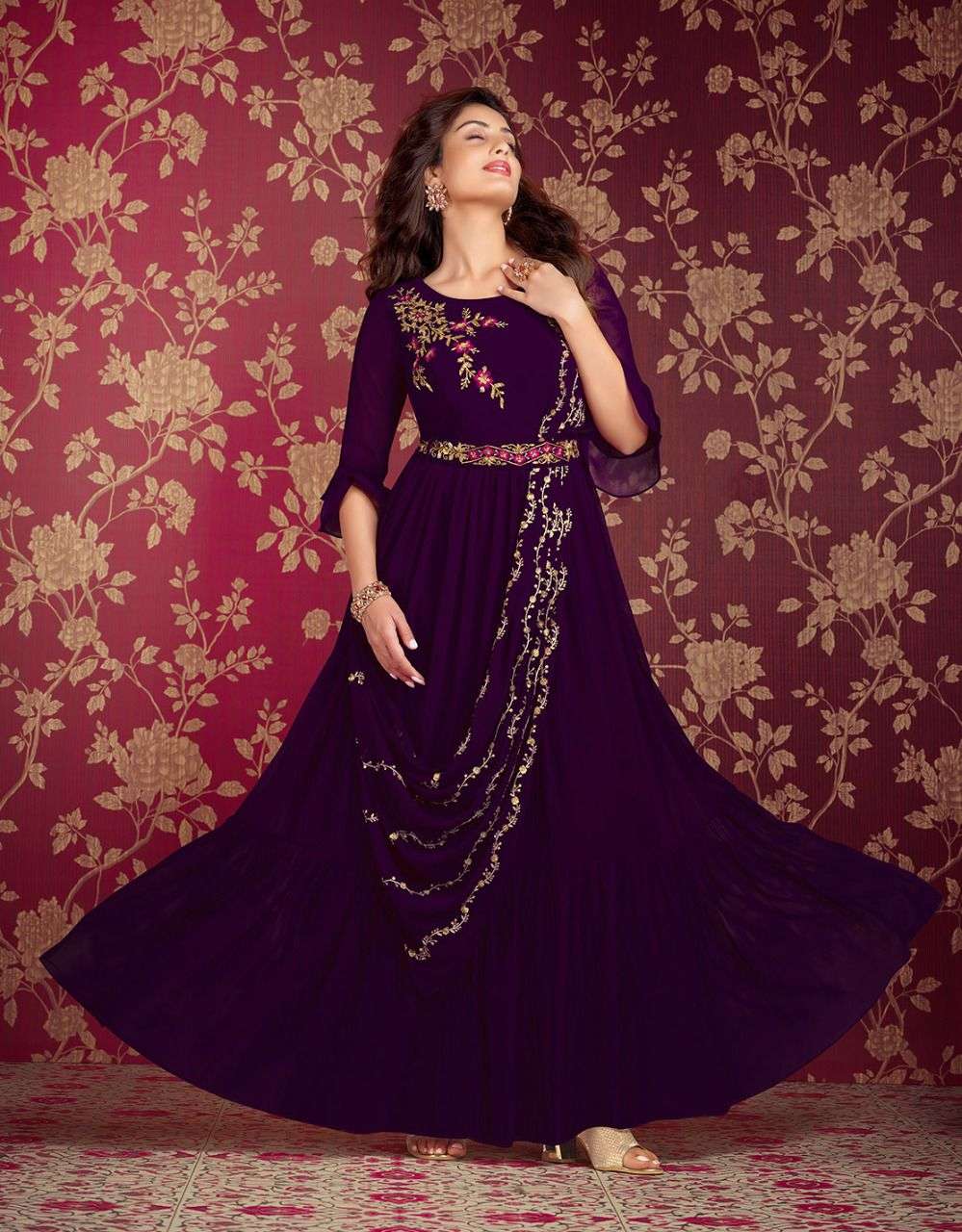 Lily And Lali Rosette Catalog Exclusive Designer Wear Gown Wholesale