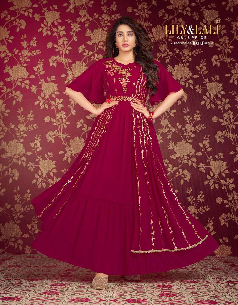 Lily And Lali Rosette Catalog Exclusive Designer Wear Gown Wholesale