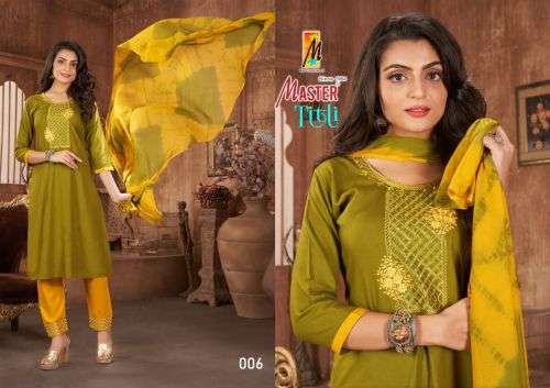 Master Titli Catalog Regular Wear Rayon Kurti Pant With Dupatta Wholesale