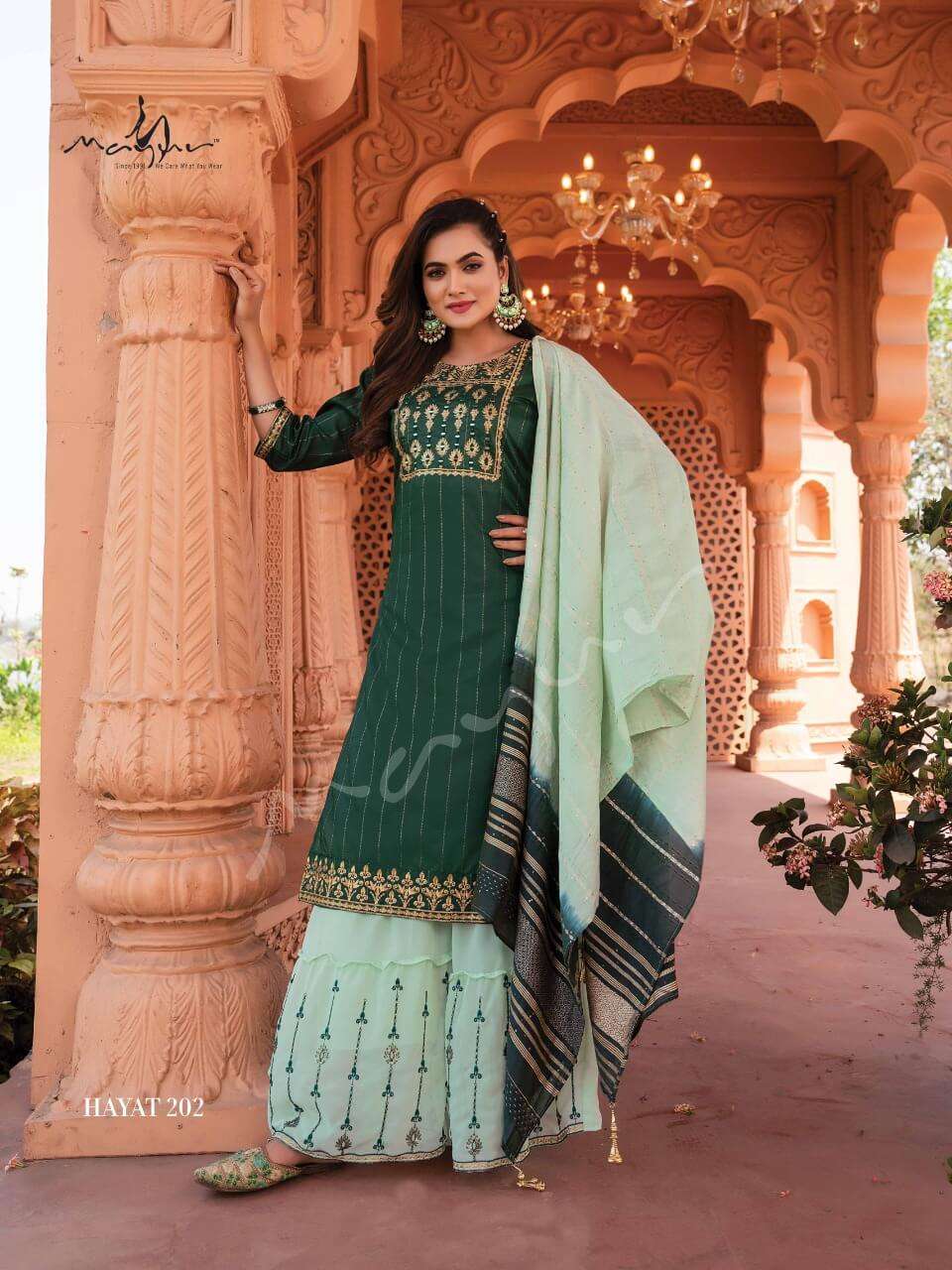 Mayur Hayat Vol 2 Catalog Festive Wear Kurti Bottom And Dupatta Wholesale