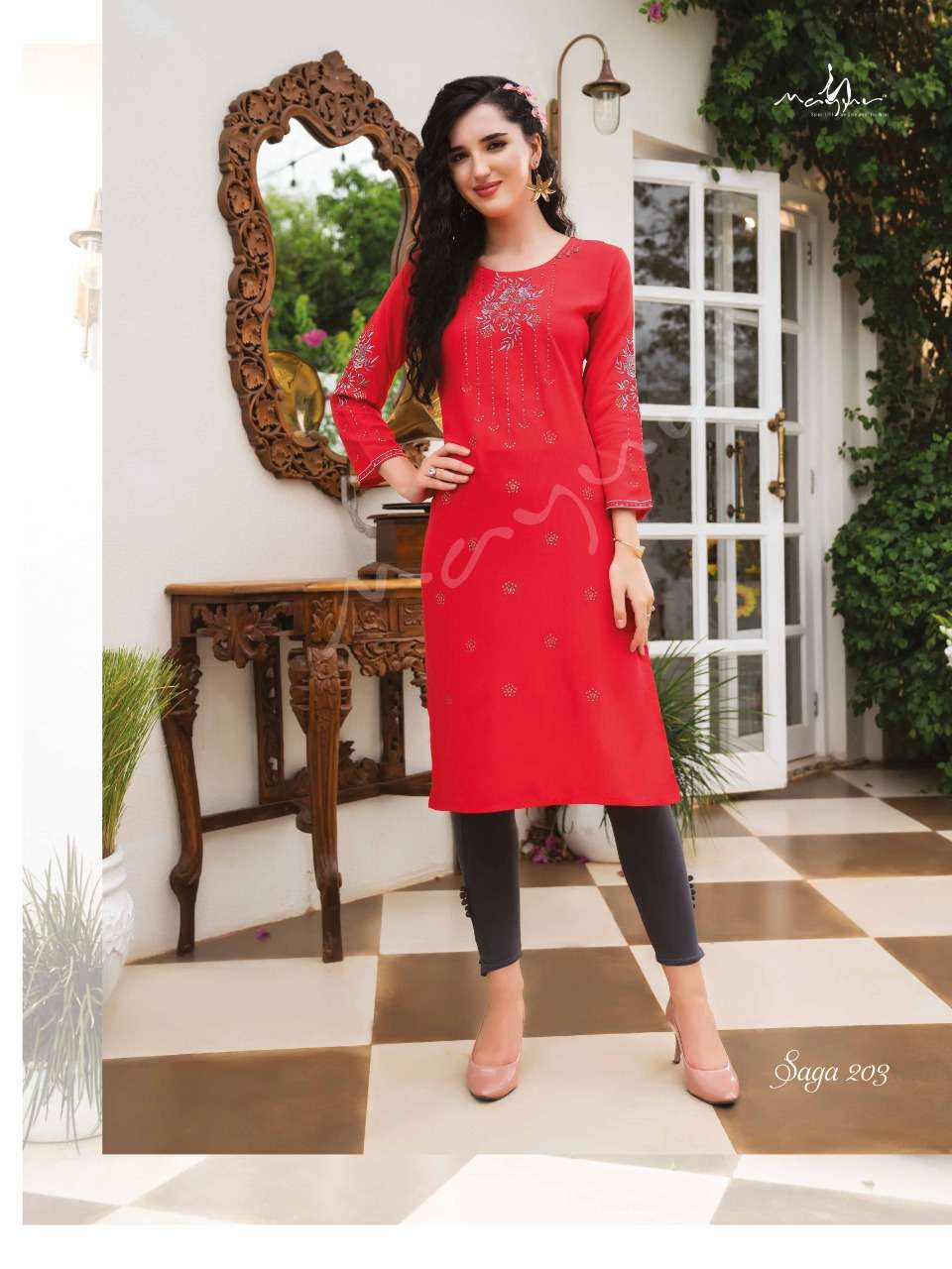 Mayur Saga Vol 2 Catalog Party Wear Rayon Kurtis Wholesale