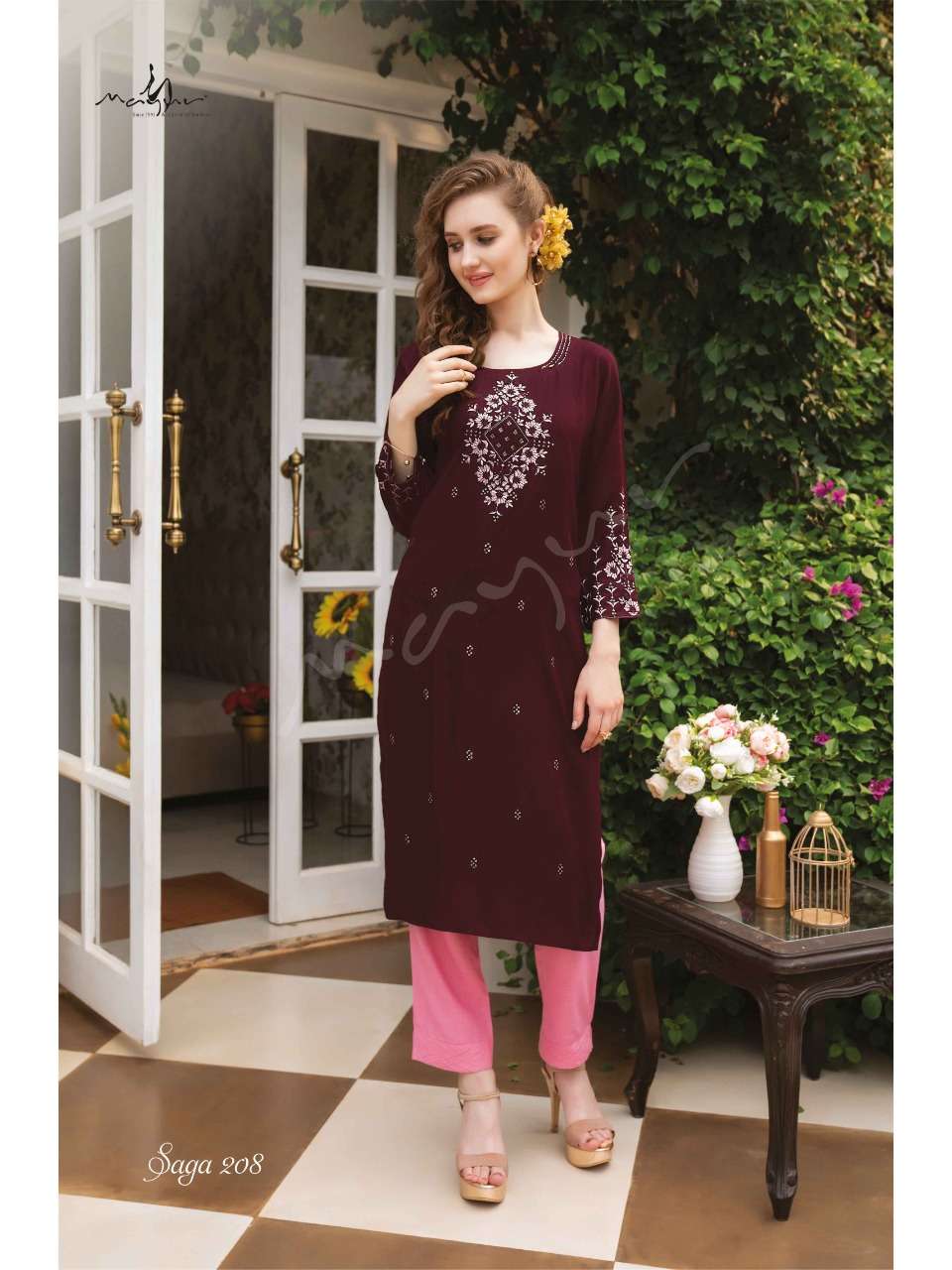 Mayur Saga Vol 2 Catalog Party Wear Rayon Kurtis Wholesale