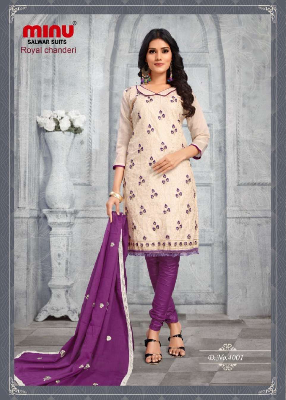 Minu ROYAL CHANDERI Cotton Embroidered Dress Material-8P Catalog