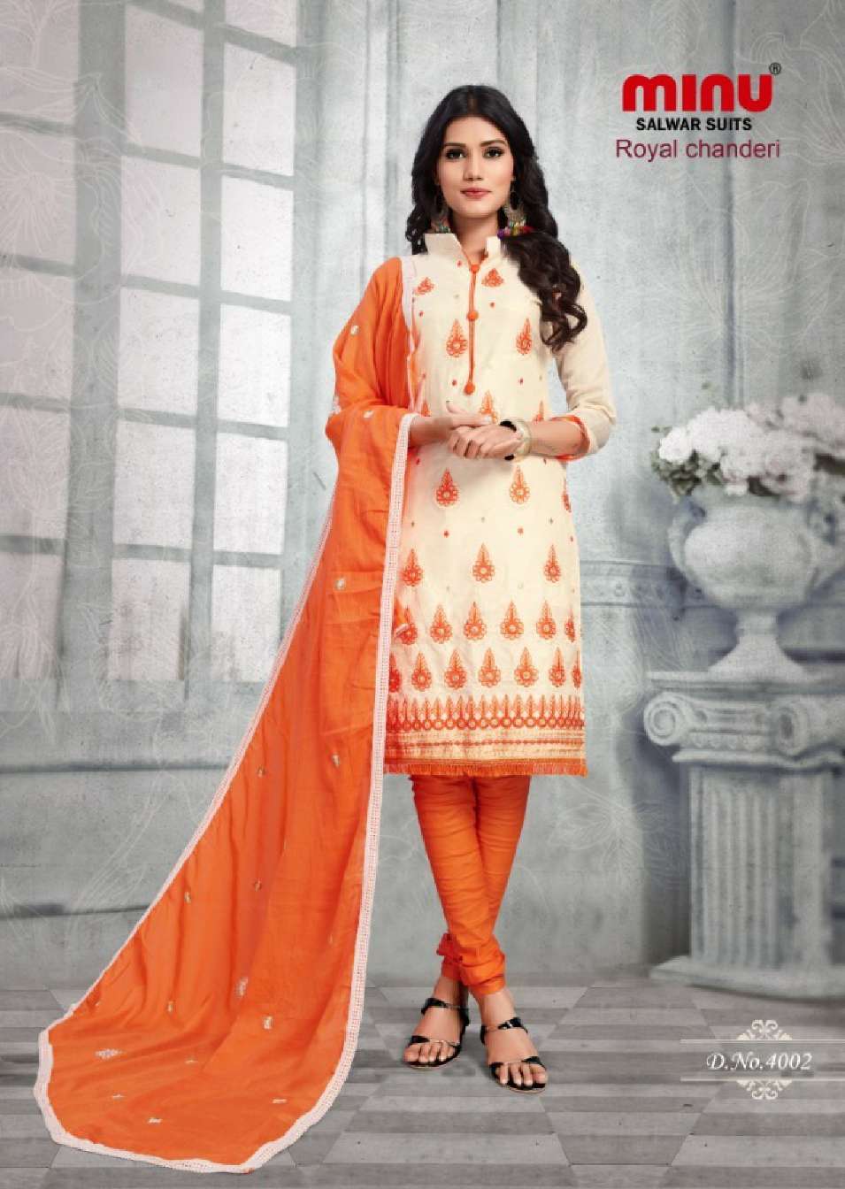 Minu ROYAL CHANDERI Cotton Embroidered Dress Material-8P Catalog