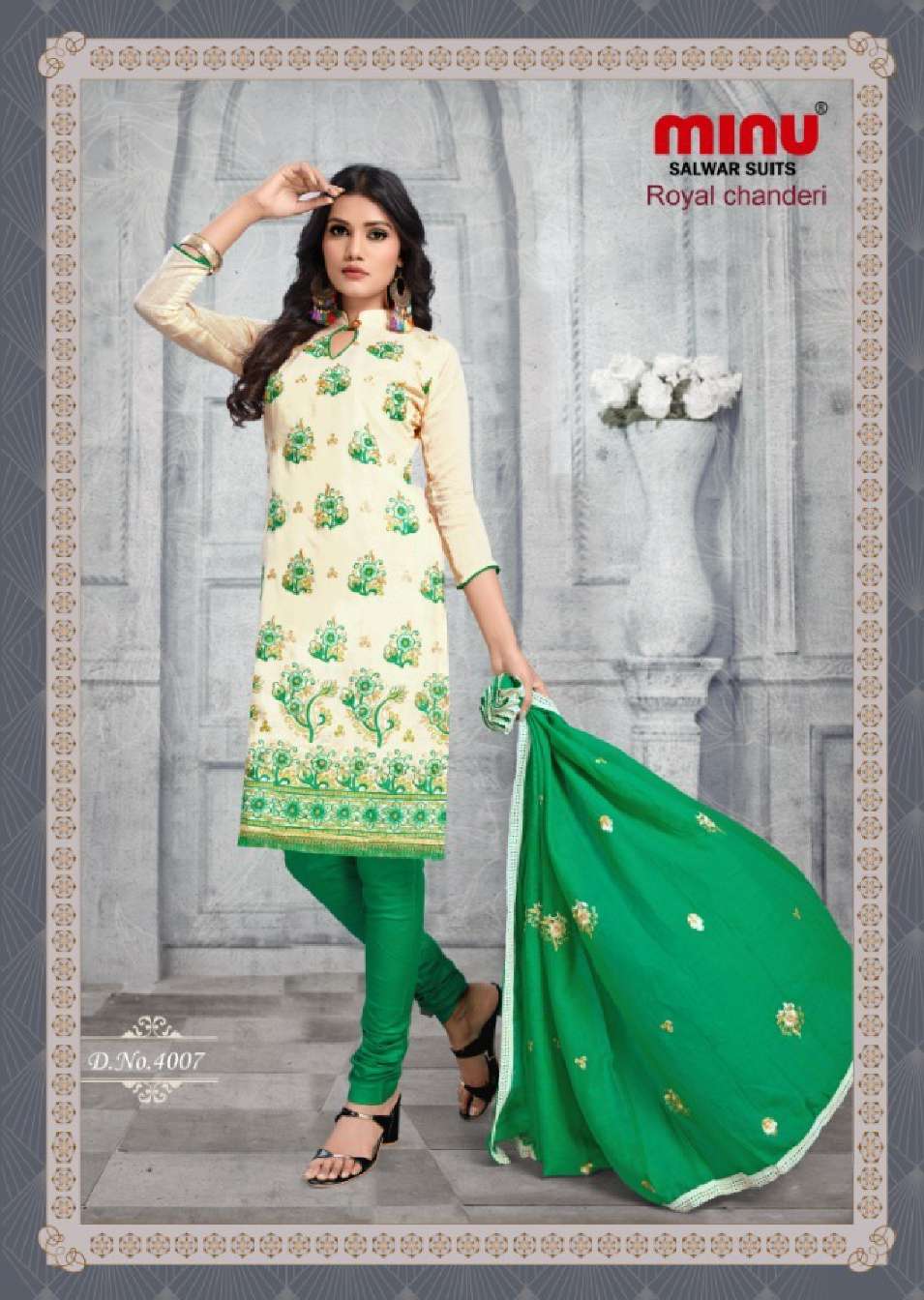 Minu ROYAL CHANDERI Cotton Embroidered Dress Material-8P Catalog