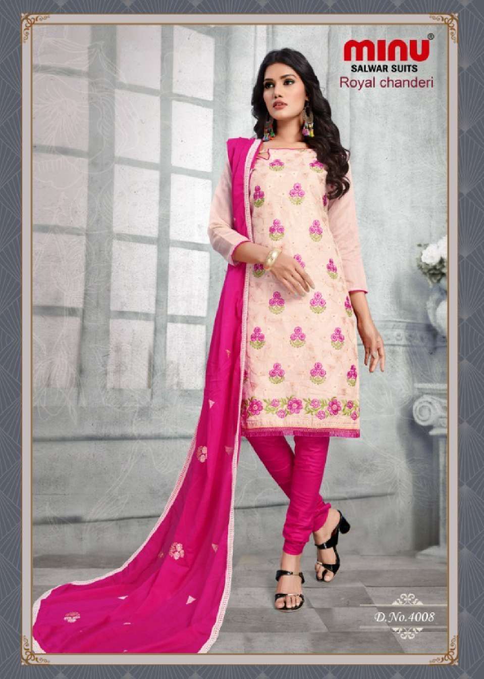 Minu ROYAL CHANDERI Cotton Embroidered Dress Material-8P Catalog