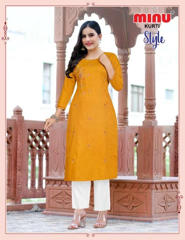 Minu STYLE Rayon Embroidered Kurtis-4P Catalog