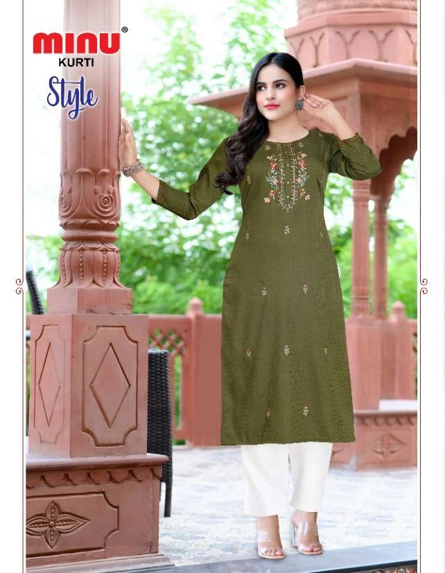 Minu STYLE Rayon Embroidered Kurtis-4P Catalog