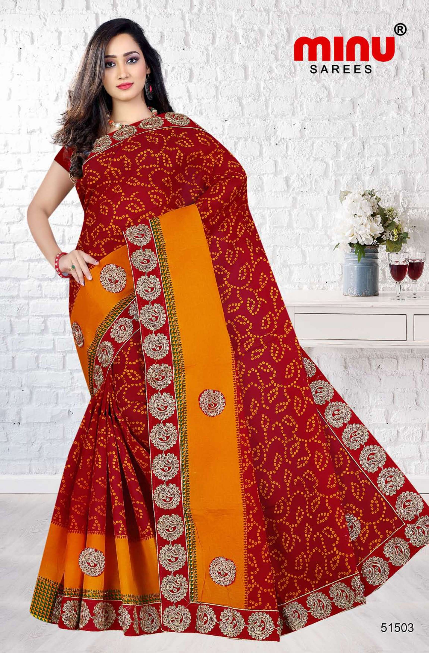 Minu SUHAGAN Cotton Embroidered Saree-6P Catalog