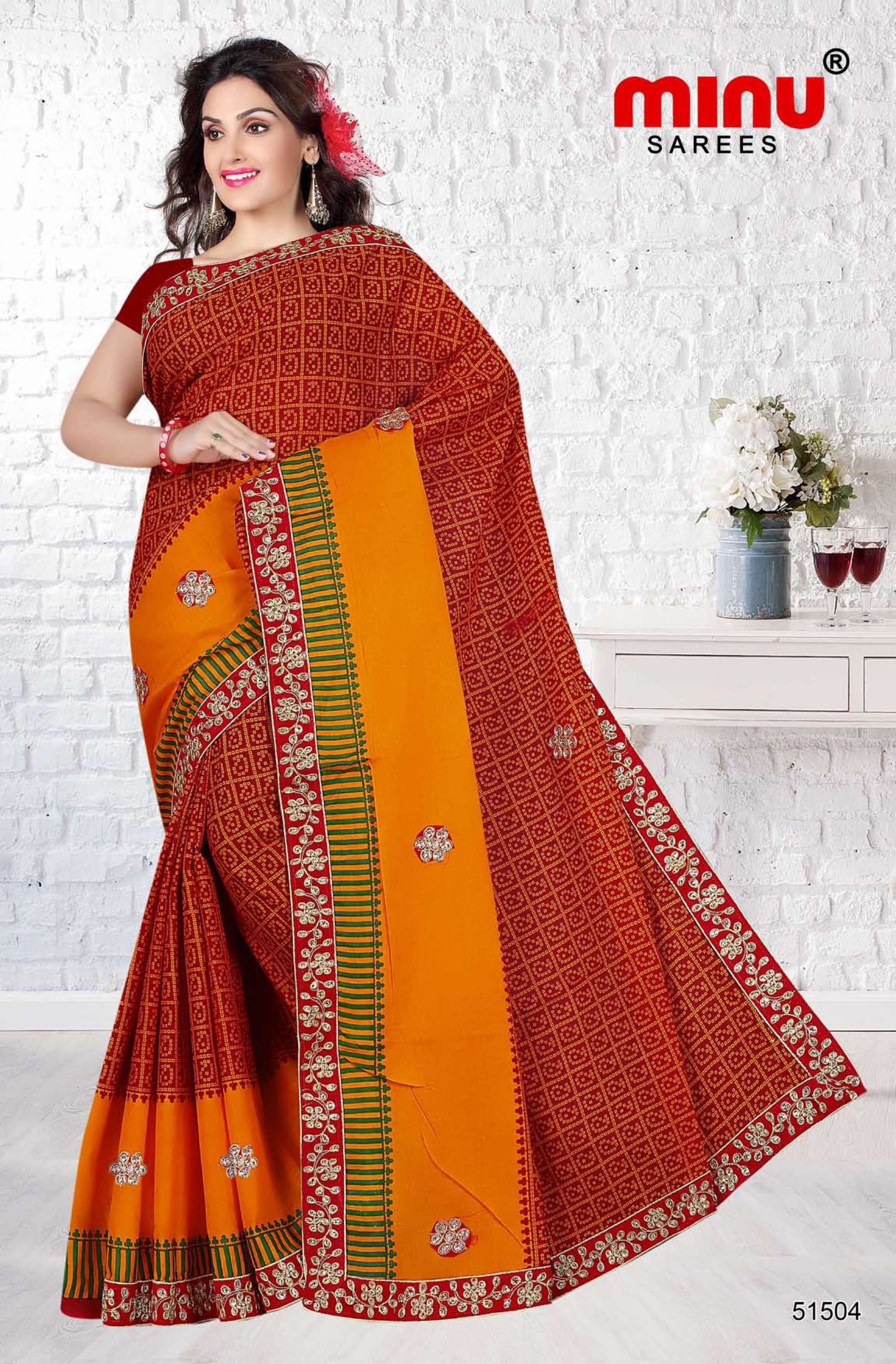Minu SUHAGAN Cotton Embroidered Saree-6P Catalog