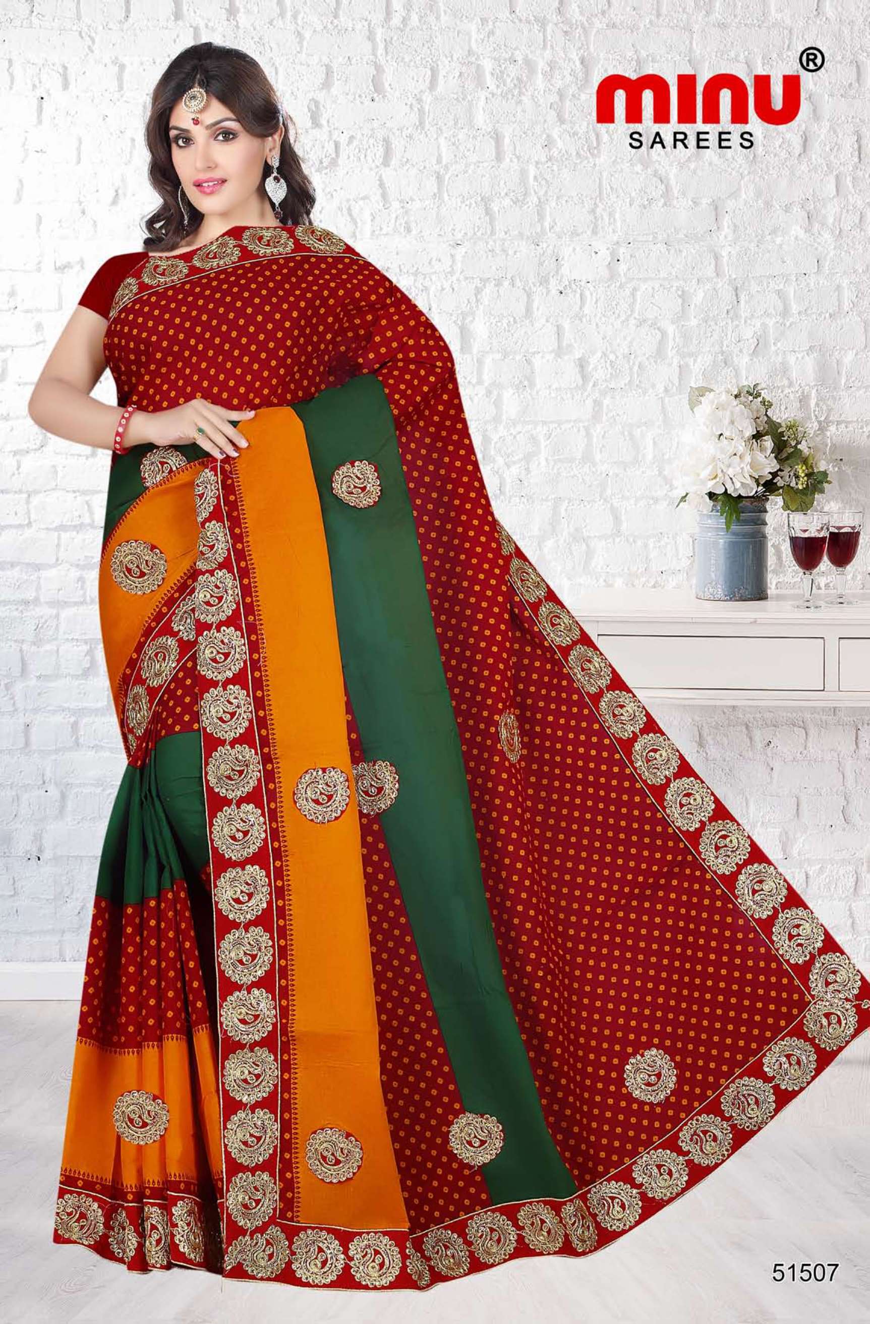 Minu SUHAGAN Cotton Embroidered Saree-6P Catalog