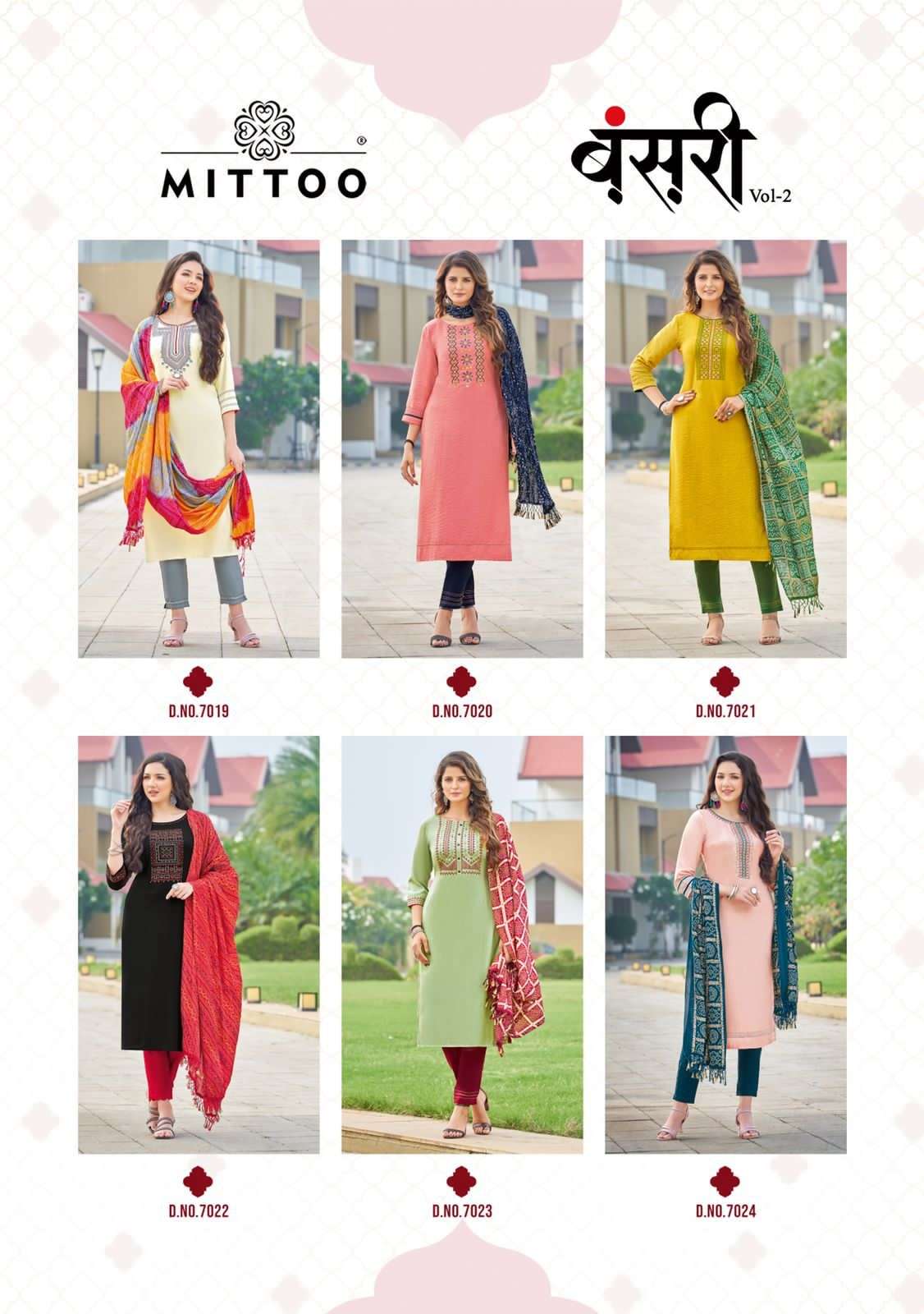 Mittoo Bansari Vol 2 Catalog Embroidered Designer Top Bottom Dupatta