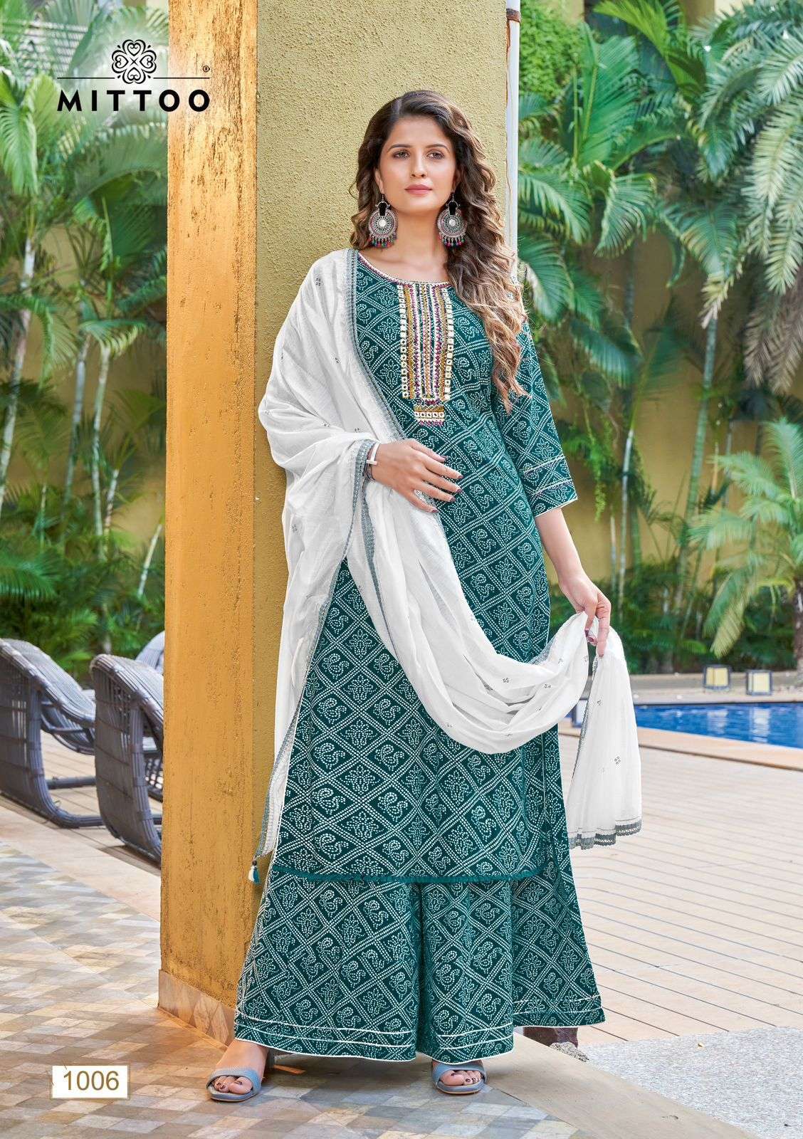 Mittoo Naira Catalog Rayon Party Wear Ready Made Top Bottom Dupatta Wholesale