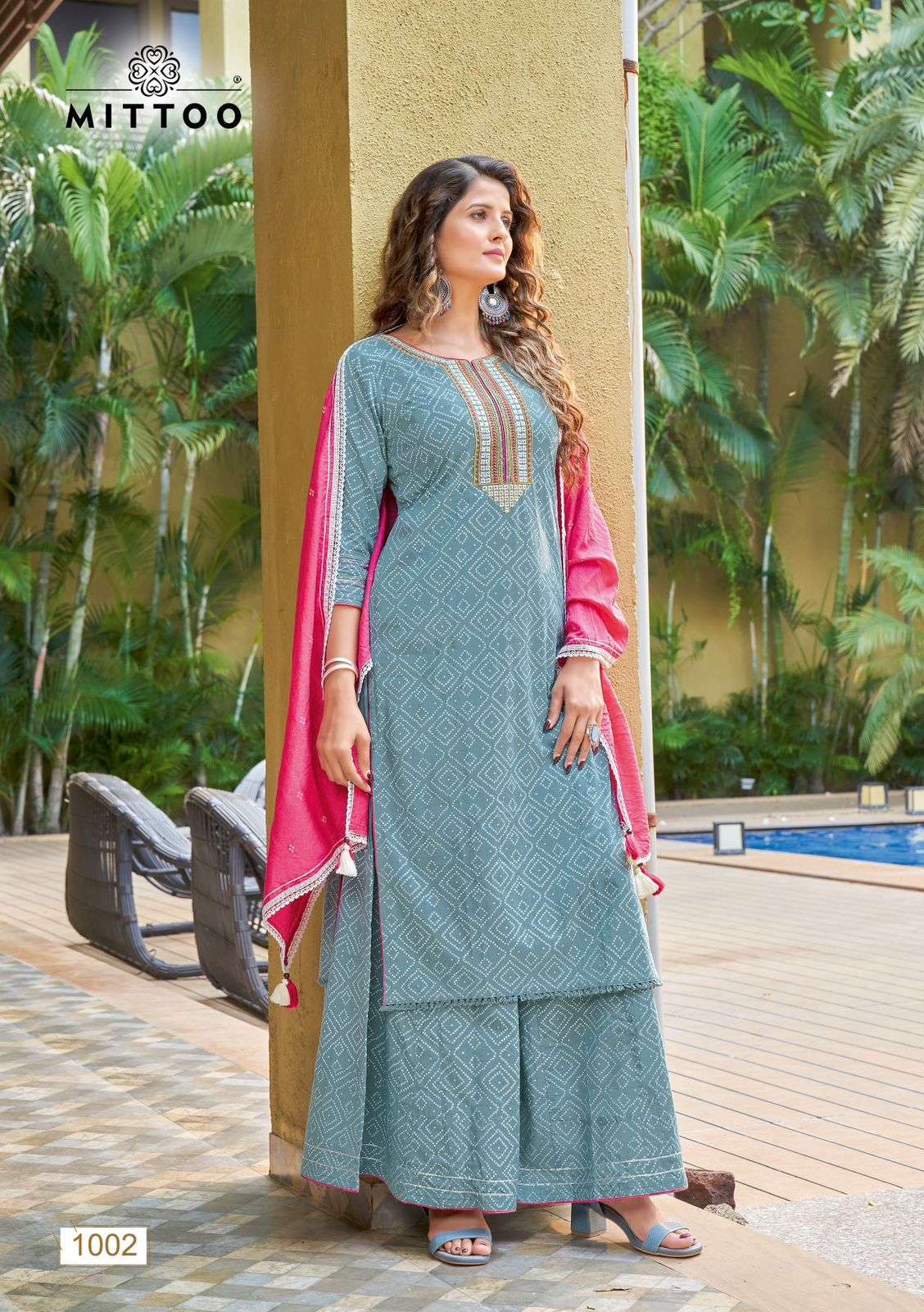Mittoo Naira Catalog Rayon Party Wear Ready Made Top Bottom Dupatta Wholesale