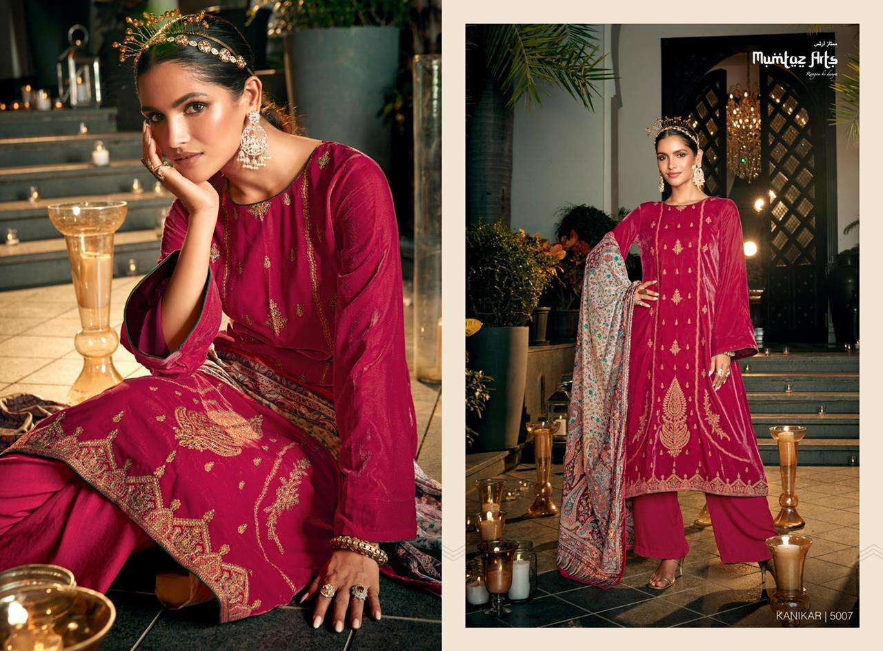 Mumtaz Arts Kanikar Catalog Embroidery Velvet Wear Dress Materials Wholesale