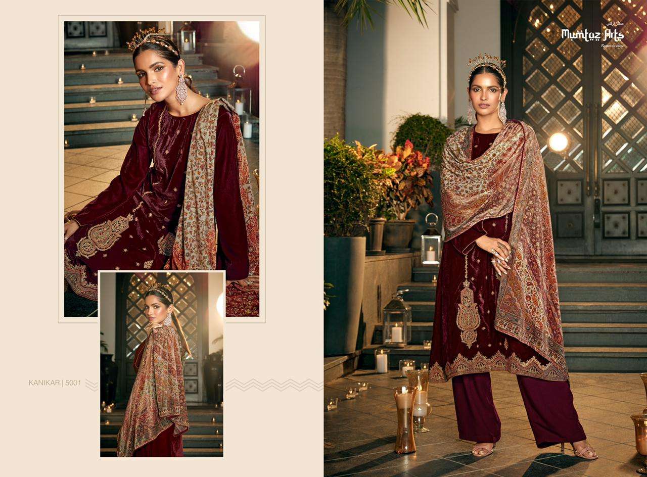 Mumtaz Arts Kanikar Catalog Embroidery Velvet Wear Dress Materials Wholesale