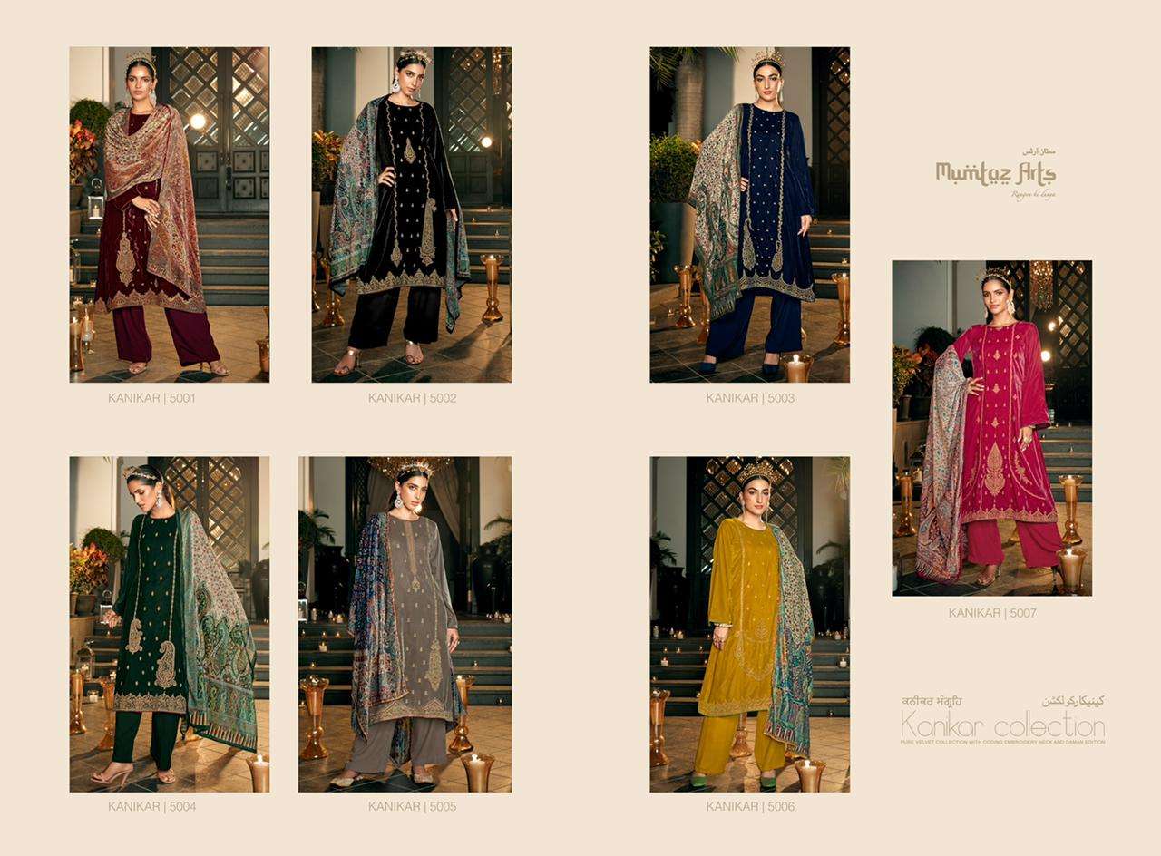 Mumtaz Arts Kanikar Catalog Embroidery Velvet Wear Dress Materials Wholesale
