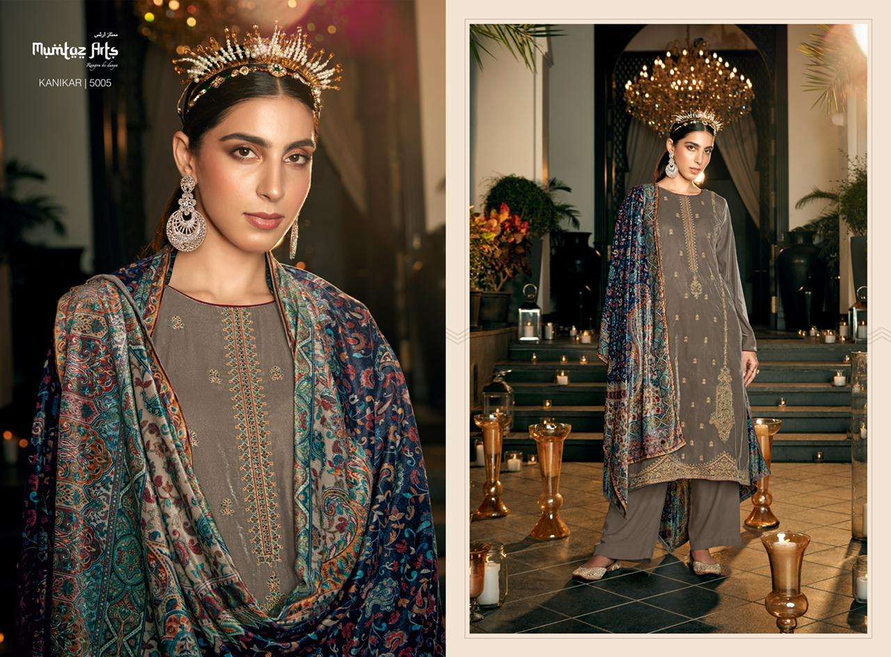 Mumtaz Arts Kanikar Catalog Embroidery Velvet Wear Dress Materials Wholesale