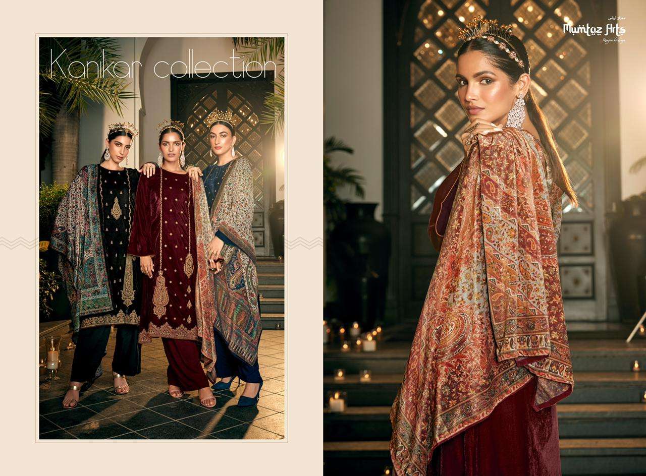 Mumtaz Arts Kanikar Catalog Embroidery Velvet Wear Dress Materials Wholesale