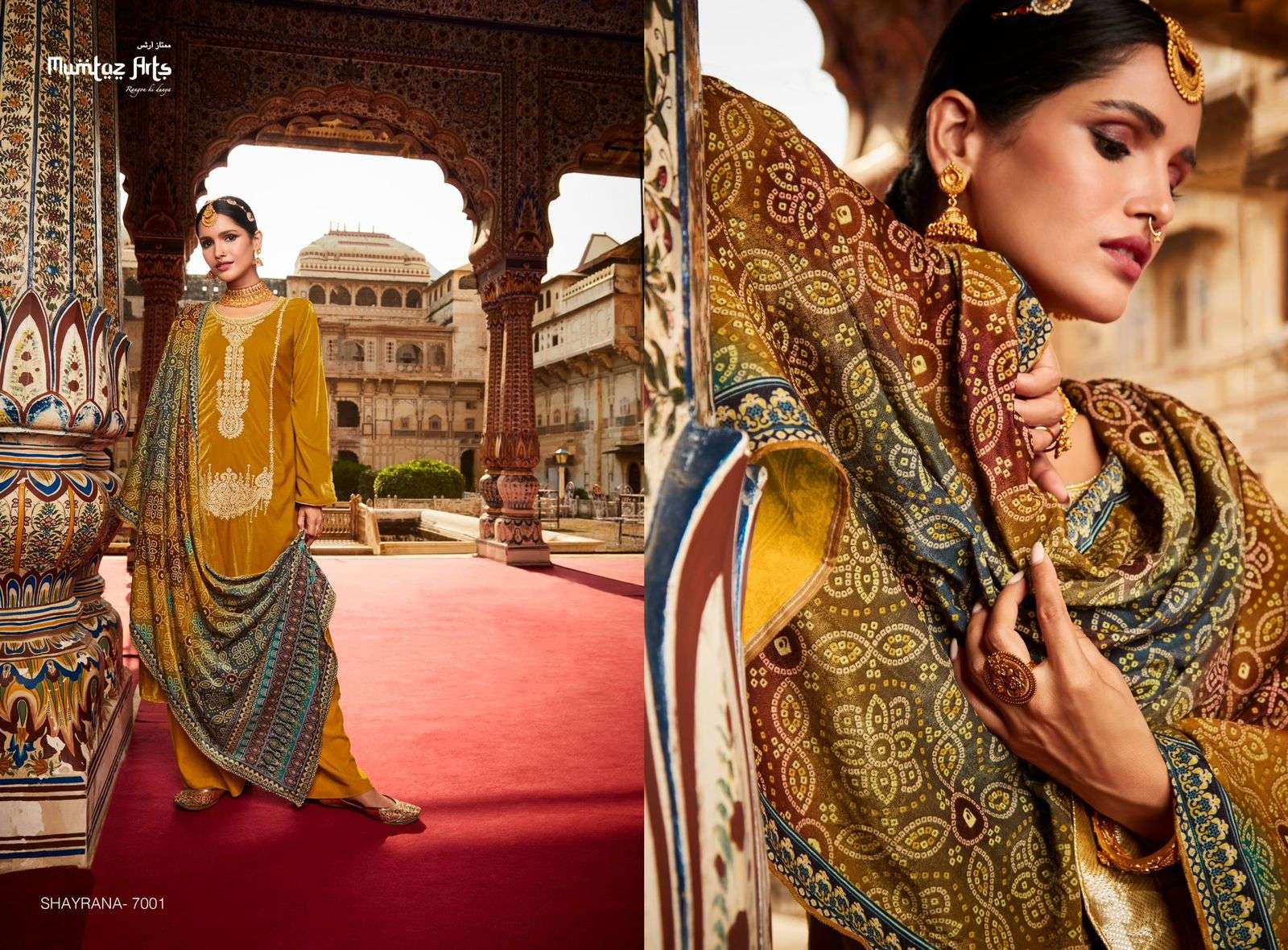 Mumtaz Arts Shayrana Catalog Embroidery Wear Velvet Dress Materials Wholesale