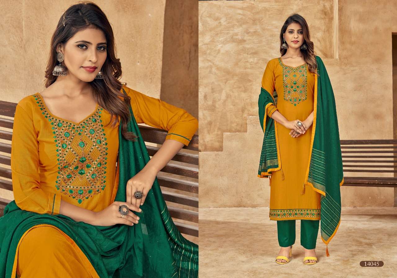 Panch Ratna One Plus Catalog Silk Attractive Dress Materials Wholesale