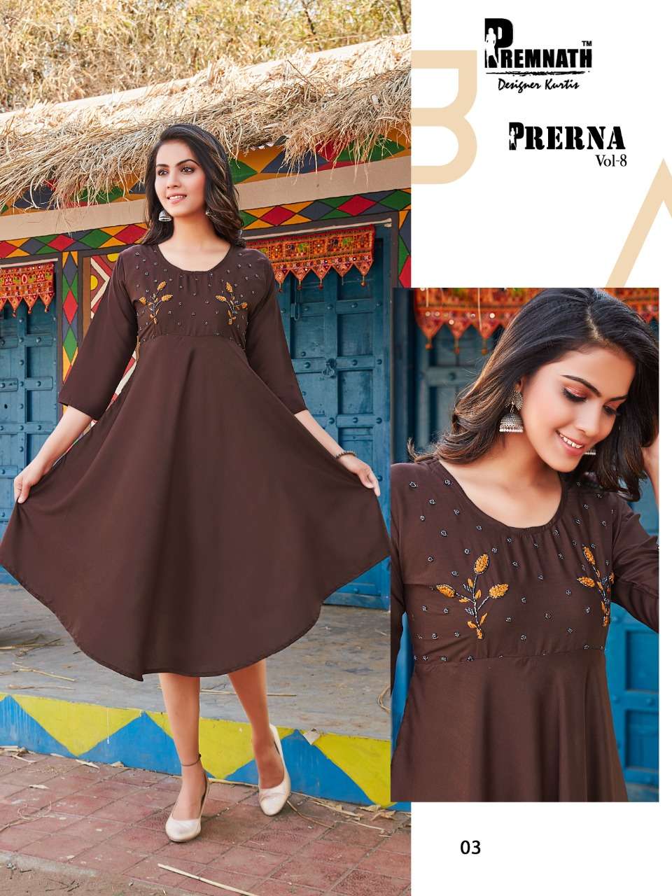 Premnath Prerna Vol 8 Catalog Rayon Regular Wear Kurtis Wholesale