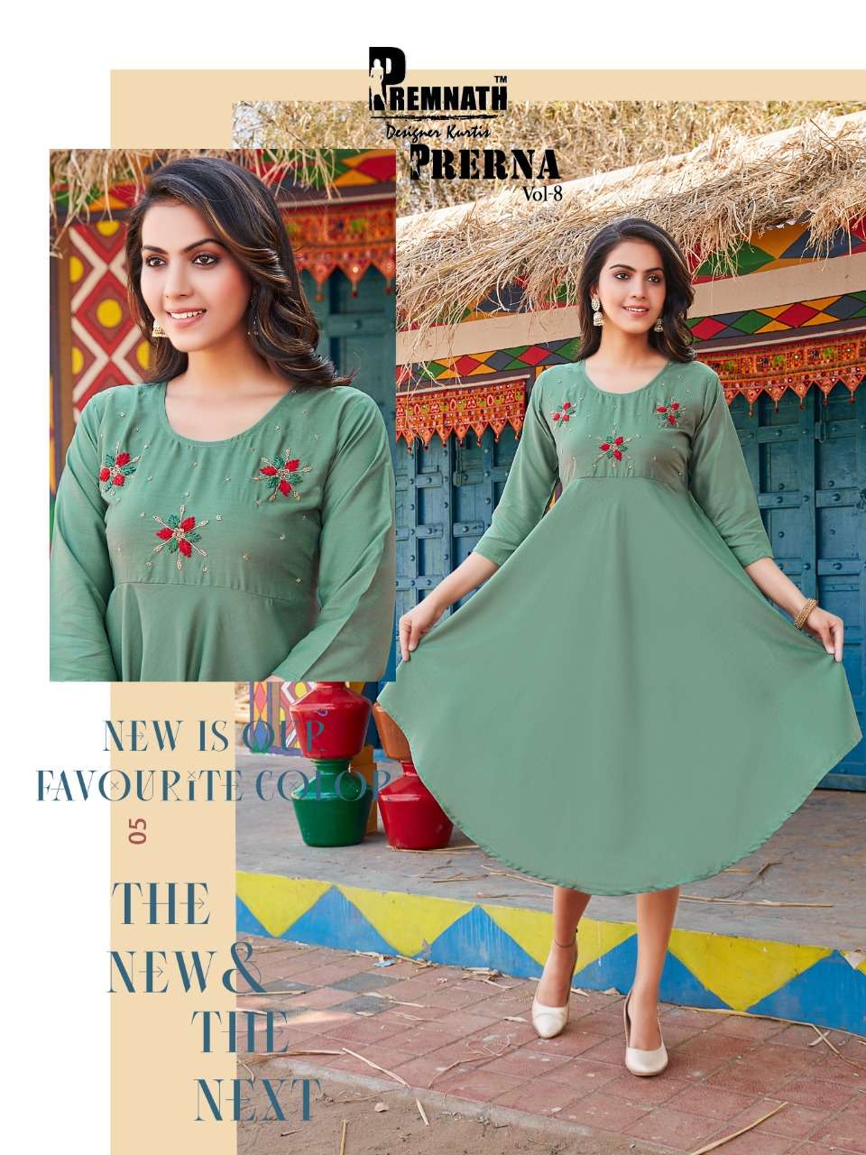 Premnath Prerna Vol 8 Catalog Rayon Regular Wear Kurtis Wholesale