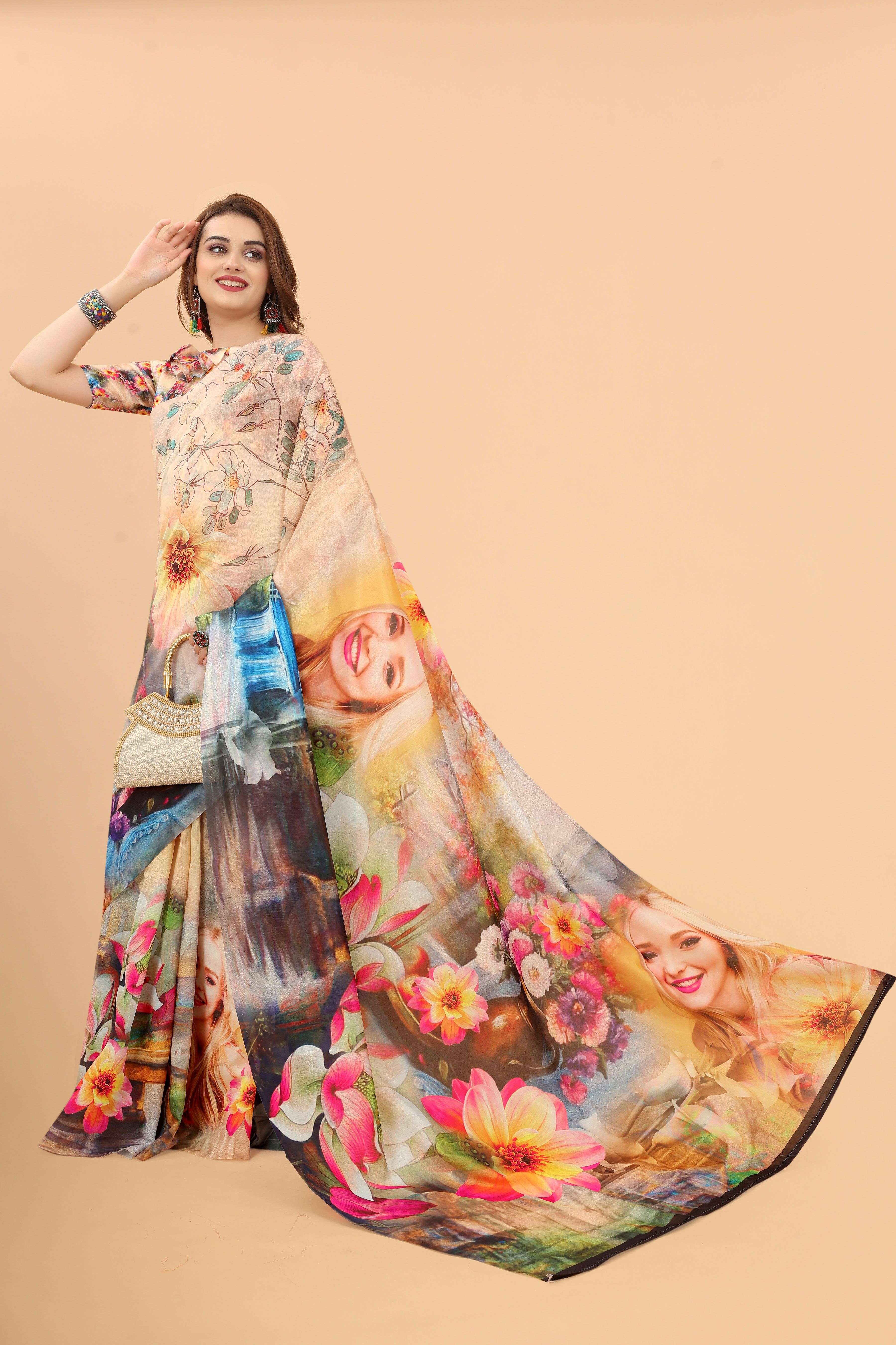 Printed Cotton Sarees SSB-2 from wholesale catalog