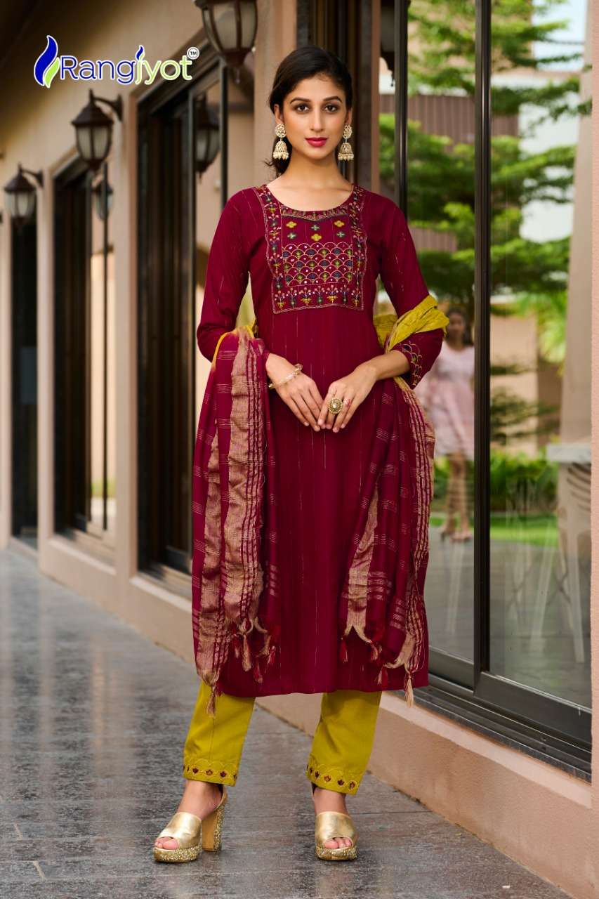 Rangjyot Anusha Catalog Designer Wear Kurti Bottom With Dupatta Wholesale