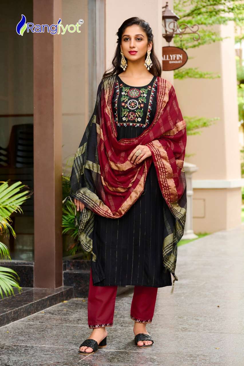 Rangjyot Anusha Catalog Designer Wear Kurti Bottom With Dupatta Wholesale