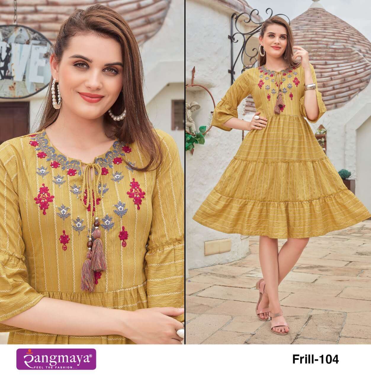 Rangmaya Frill Catalog Stylish Wear Designer Kurtis Wholesale