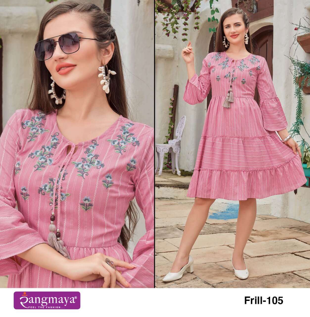 Rangmaya Frill Catalog Stylish Wear Designer Kurtis Wholesale