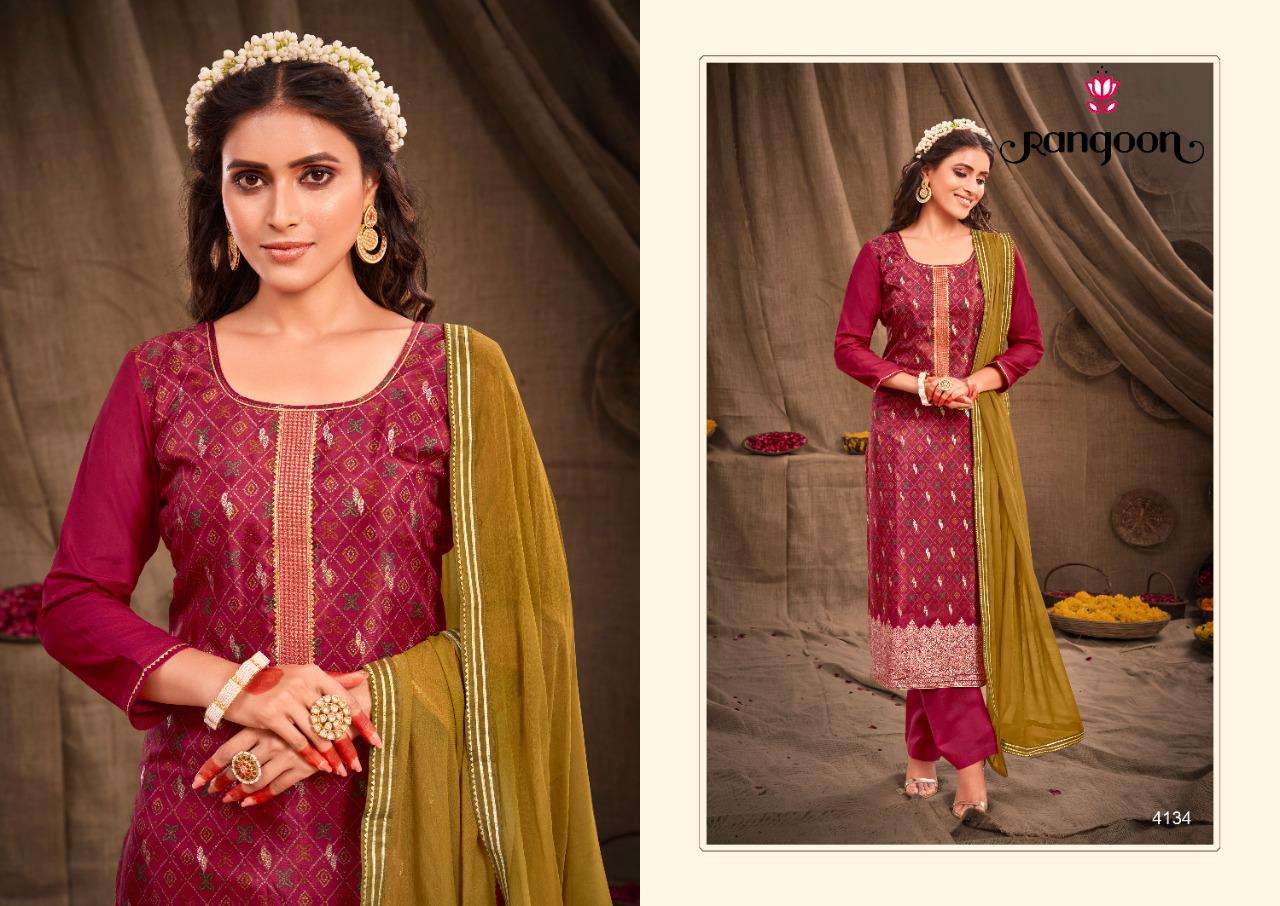 Rangoon Aachal Catalog Muslin Jacquard Designer Dress Materials Wholesale