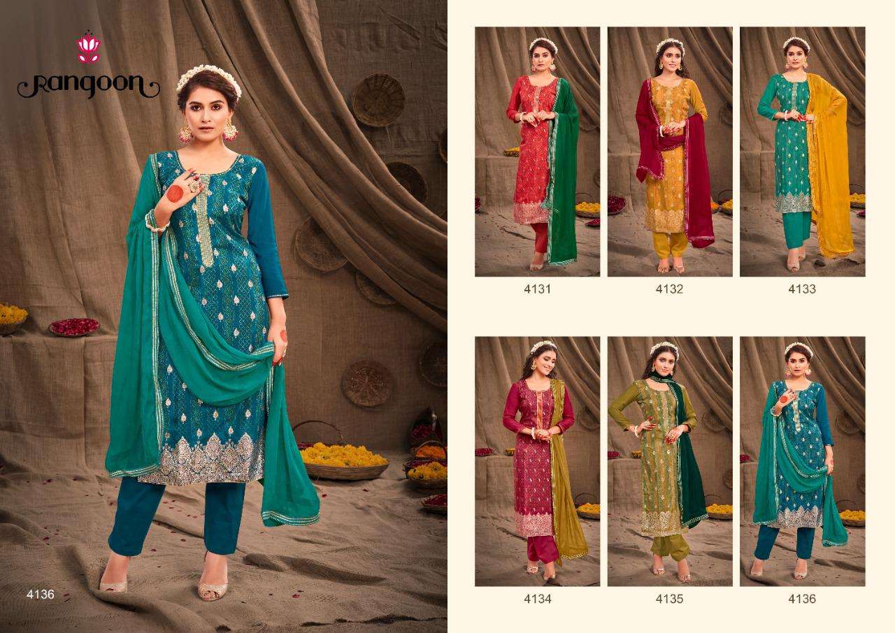 Rangoon Aachal Catalog Muslin Jacquard Designer Dress Materials Wholesale