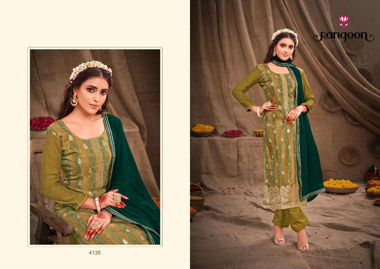 Rangoon Aachal Catalog Muslin Jacquard Designer Dress Materials Wholesale