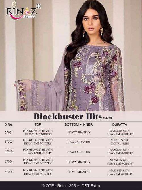 Rinaz Blockbuster Hits Vol 25 Catalog Exclusive Wear Pakistani Salwar Suits For Women