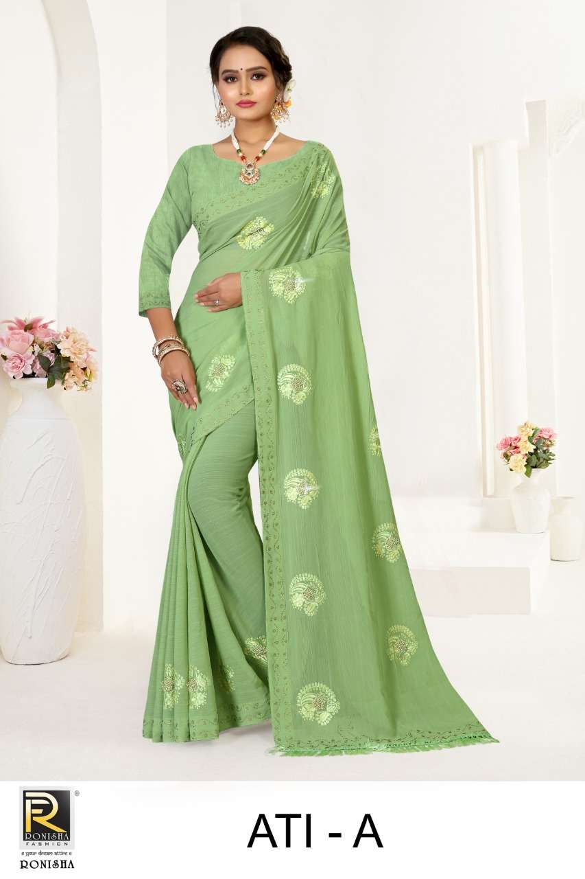 Ronisha Ati Catalog Thread Worked Daily Wear Sarees Wholesale