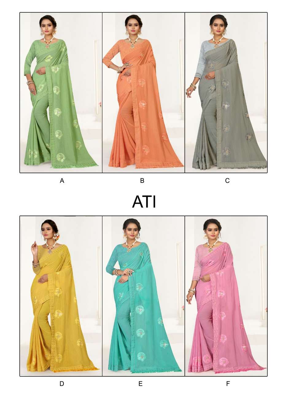 Ronisha Ati Catalog Thread Worked Daily Wear Sarees Wholesale
