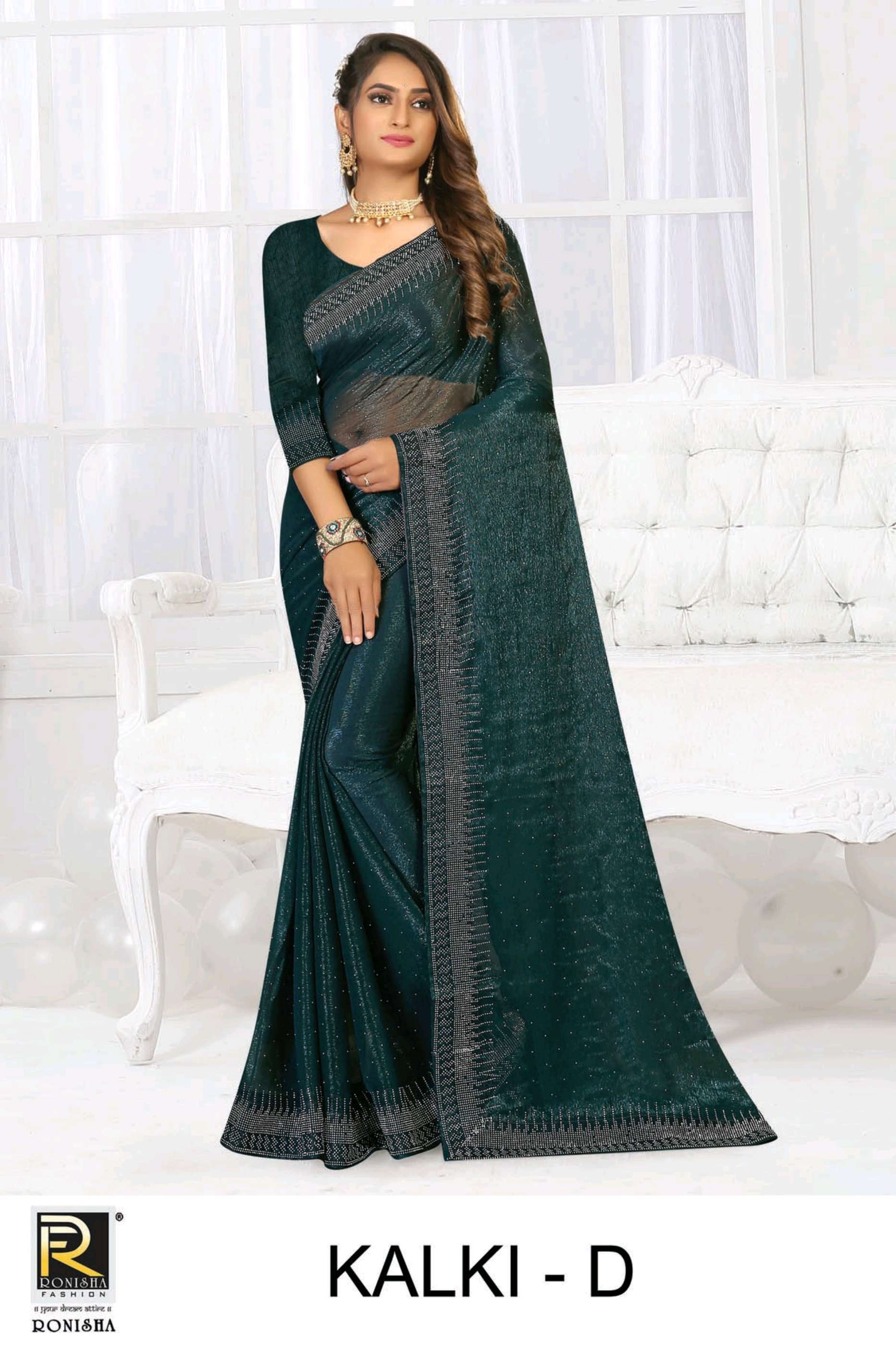 Ronisha Kalki Catalog Festive Wear Chiffon Sarees Wholesale