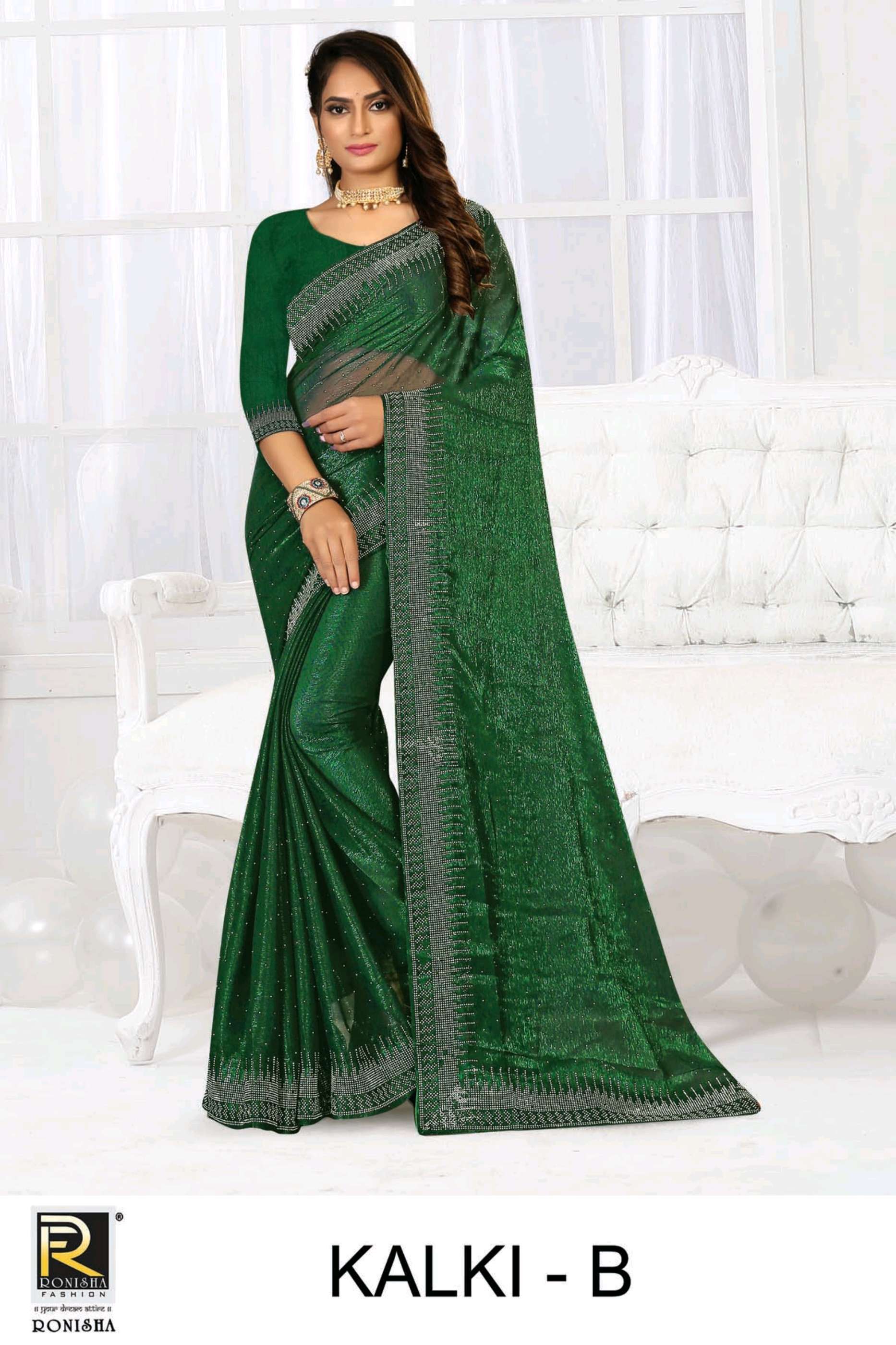 Ronisha Kalki Catalog Festive Wear Chiffon Sarees Wholesale
