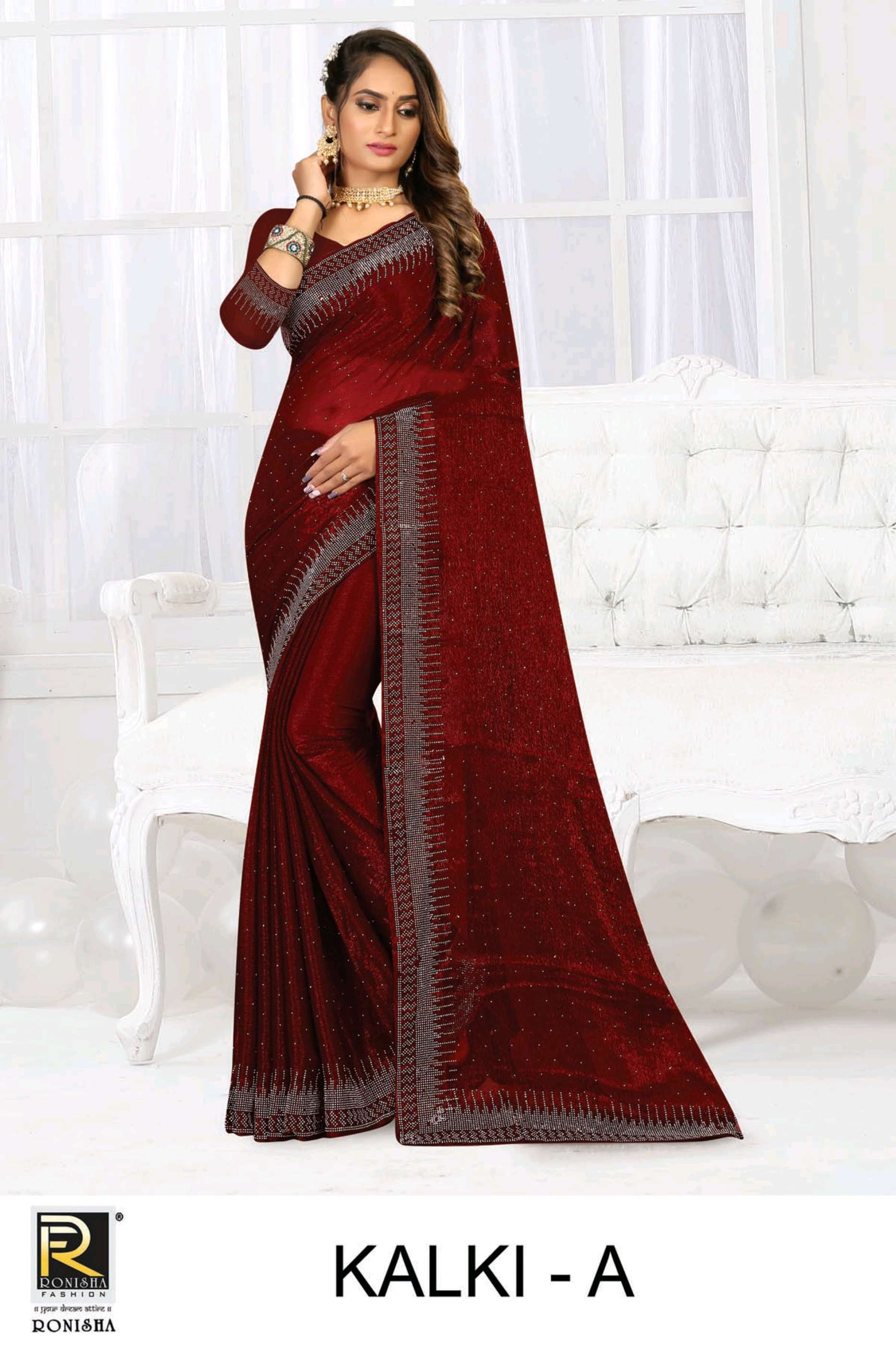 Ronisha Kalki Catalog Festive Wear Chiffon Sarees Wholesale