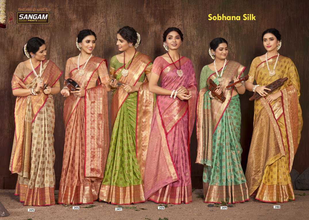 Sangam Sobhana Silk Catalog Weaving Designer Cotton Sarees Wholesale