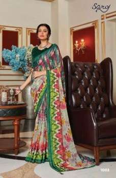 Saroj Dolly Catalog Casual Wear Printed Wear Satin Sarees